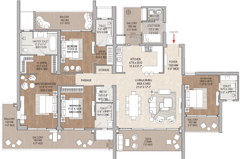 4.5 BHK and Jodi floor plan at Kalpataru Vian Lokhandwala
